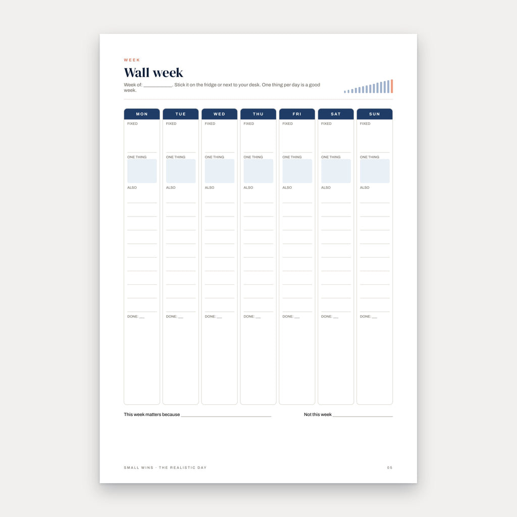 Printable wall week and shift week pages