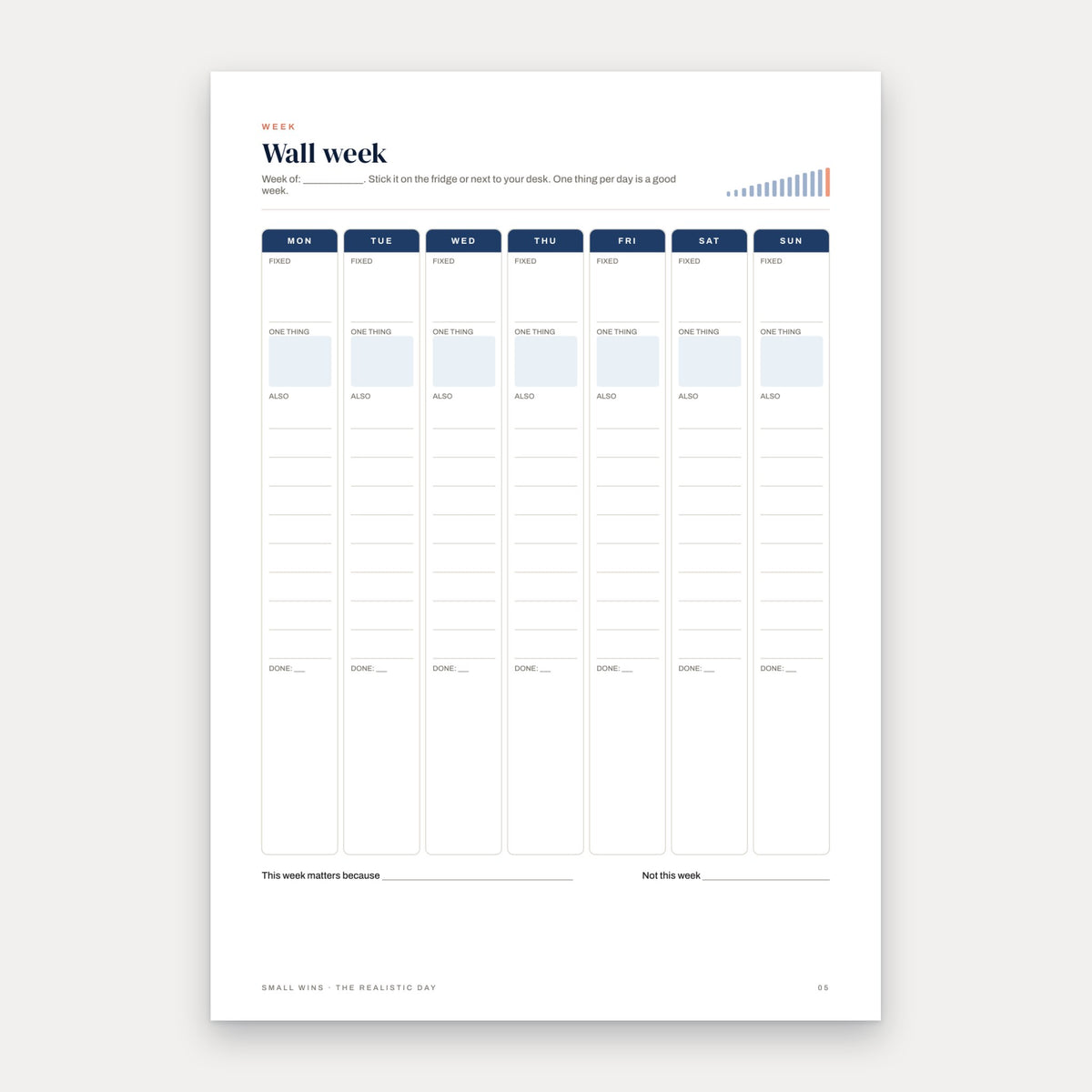 Printable wall week and shift week pages