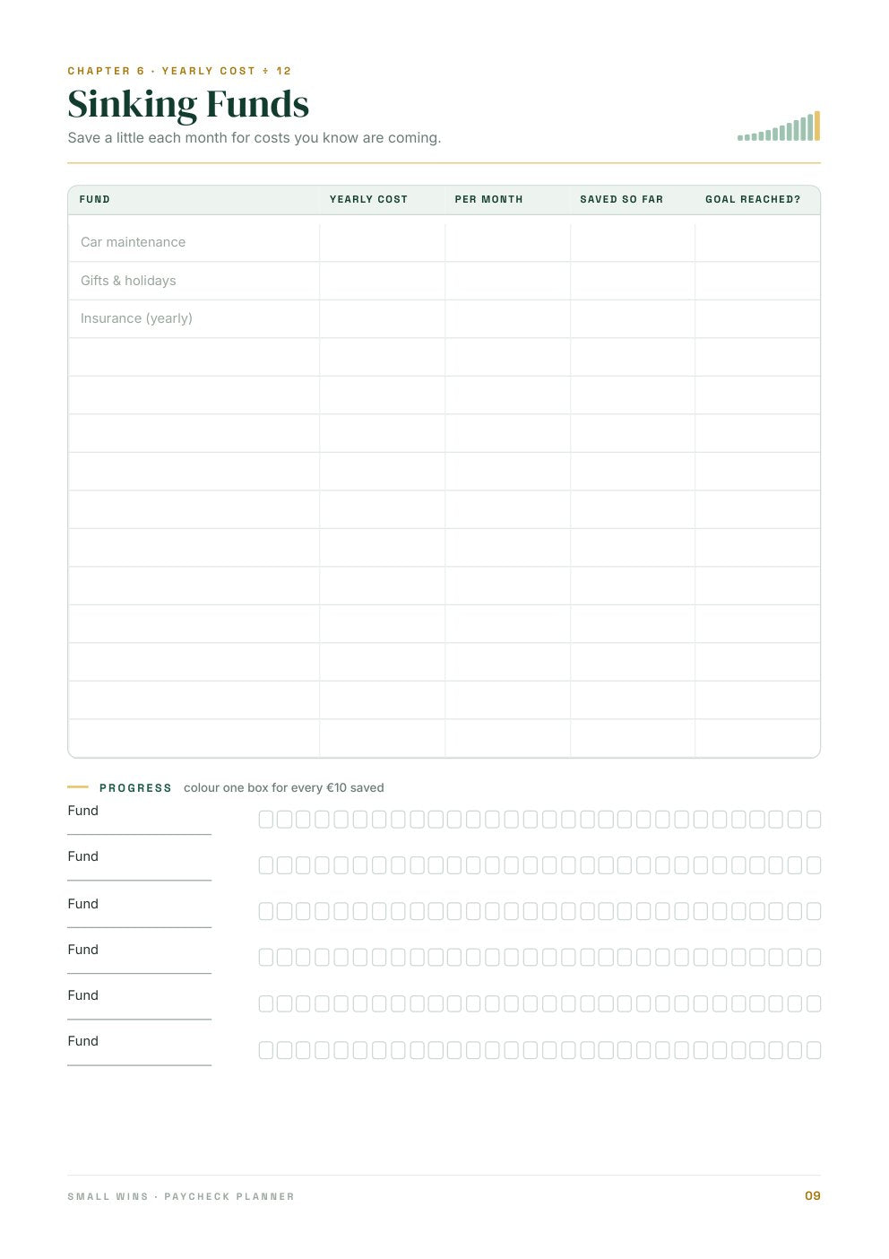 Sinking funds printable page